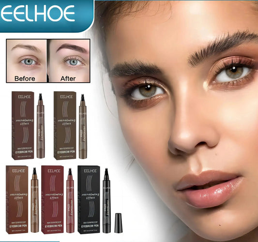 EELHOE 4 Fork Tip Eyebrow Tattoo Pen Makeup Long Lasting Waterproof 5 Colors Natural Dark Brown Liquid Brow Pencil Microblade Cosmetics