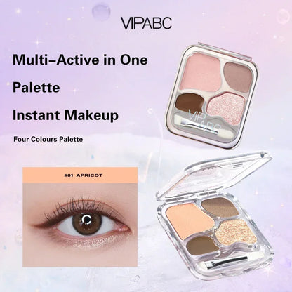 4Color Eyeshadow Palette Blush Eyeliner Eyeshadow Highlight Contour Palette Eyes Makeup Cute Beauty Cosmetics