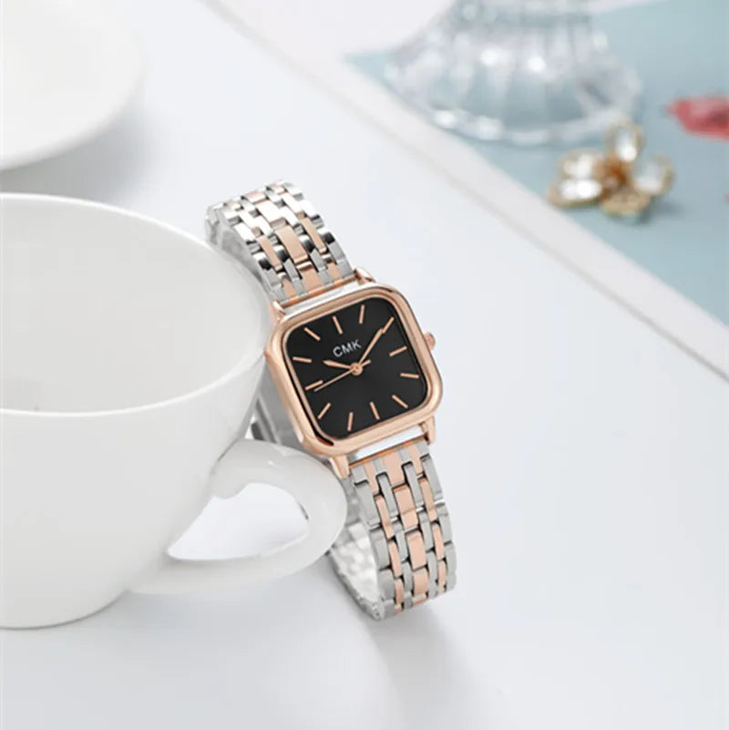 Casual Women Quartz Watch Classic Alloy Strap Wristwatch Square Ladies Watches Simple Clock