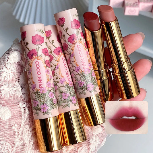 PINKCOCO Moisturizing Velvet Matte Lipstick Waterproof Long Lasting Not Easy To Fade Sexy Red Lip Tint Nude Lipstick Cosmetics