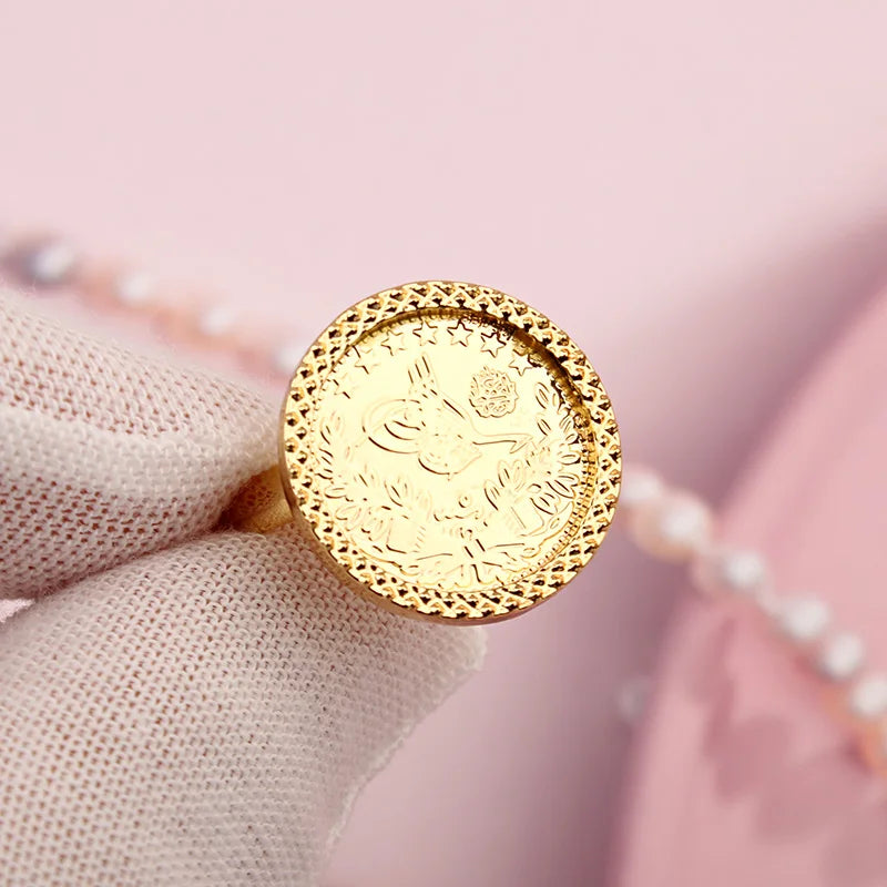 Brass Gold Plated Turkish Coin Rings Adjstable Size Middle East Bague Femme Luxury Bridal Jewelry Wedding Ring Royal Gifts