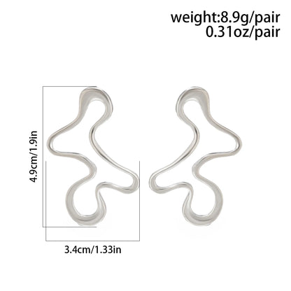 IngeSight.Z Minimalist Irregular Hollow Geometry Metal Stud Earrings Punk Statement Gold Color Earring Women's Charm Ear Jewelry