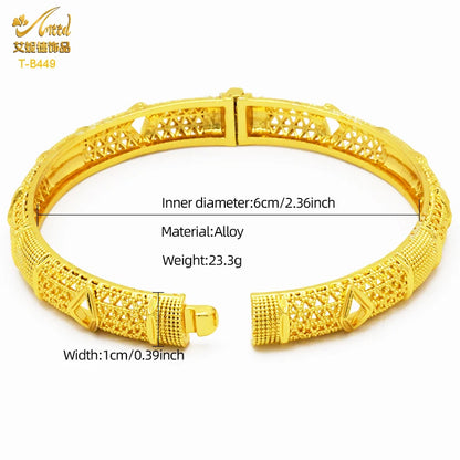 ANIID Luxury Dubai Gold Color Bangles For Women 24K Gold Plated Indian African Bracelets Charm Wedding Ethiopian Arabic Jewelry
