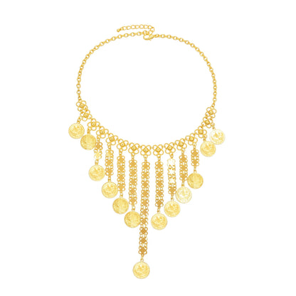 Gold Color Coins Long Chains Tassel Statement Necklace for Women Ethnic Choker Collares Jewelry