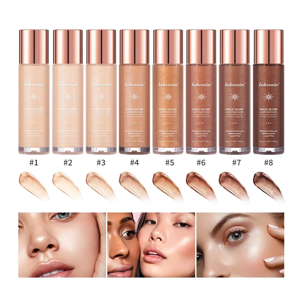 Halo Glow Liquid Filter Liquid Highlighter Face Contouring Pearlescent Makeup Brightener Bronzer Glow Body Face Contour Shimmer