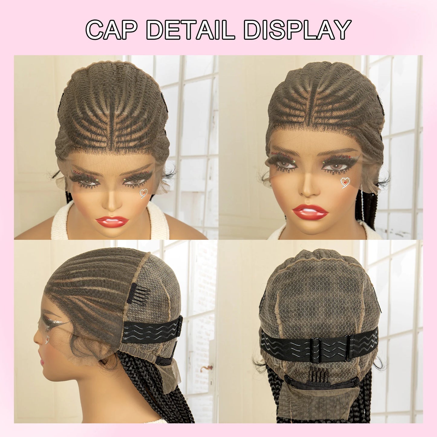 Full Lace Braided Wig Synthetic Braid Wigs Lace Frontal Wig with Baby Hair Box Braided Wig for  Women Knotless Braid Wigs