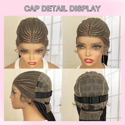 Full Lace Braided Wig Synthetic Braid Wigs Lace Frontal Wig with Baby Hair Box Braided Wig for  Women Knotless Braid Wigs