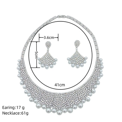 Princess Dubai Jewelry Sets for Women White Pearl Wedding Bridal Luxury Elegant Jewelry Accessories