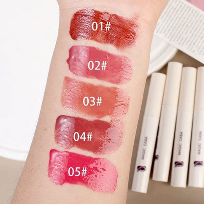 5pcs/set Mirror Red Lip Gloss Waterproof Transparent Pink Lip Glaze Lasting Moisturizing Liquid Lipstick Korean Makeup Cosmetic