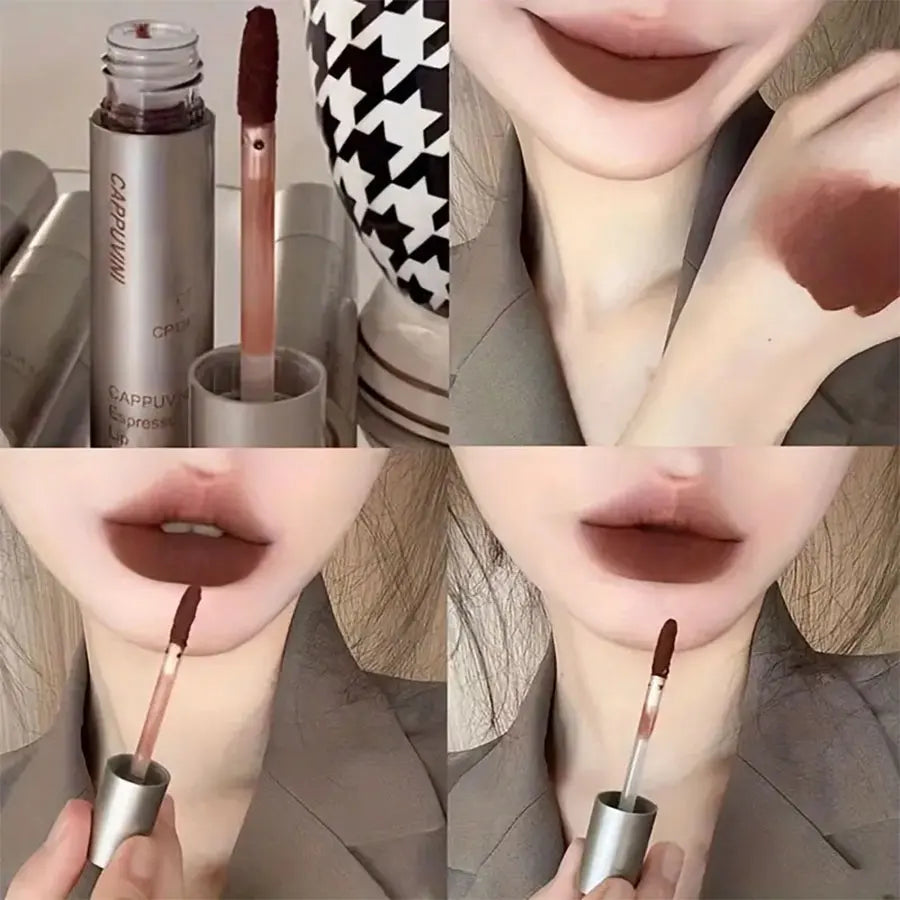 Matte lipstick lip gloss nude brown waterproof lip gloss long lasting Light Coffee Brown Lip Lacquer Matte Cinnamon Milk Tea Nud