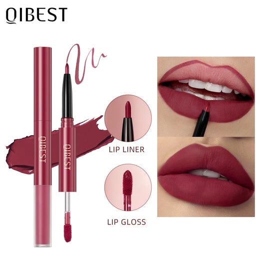 Double-end Lip Gloss Waterproof Lipstick Pencil Long Lasting Sexy Red Lipgloss Beauty Matte Lip Liner Pen Lips Makeup