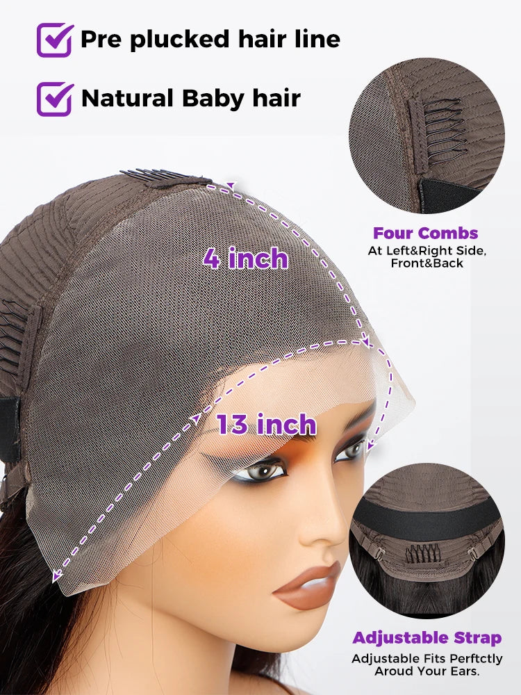 Bone Straight Bob Wig Lace Front Human Hair Wigs For Women Short Bob Wig 13x4 HD Transparent Lace Frontal Wig 180% Brazilian Hair