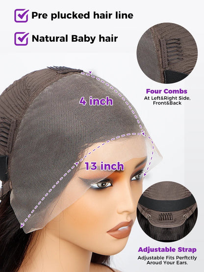 Bone Straight Bob Wig Lace Front Human Hair Wigs For Women Short Bob Wig 13x4 HD Transparent Lace Frontal Wig 180% Brazilian Hair