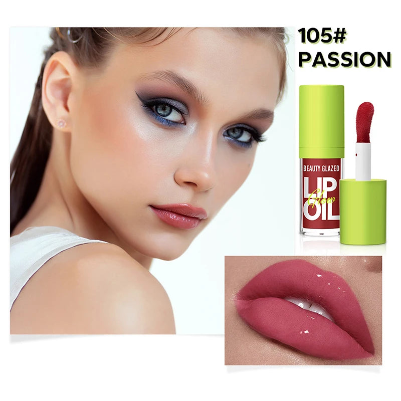 Hydrating Moisturizing Lip Oil Transparent Mirror Gloss Lip Plumper 24 Hours Natural Nourishing Non Drying Lipstick