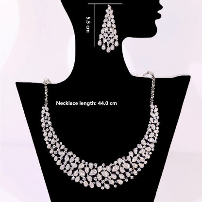 ASNORA Gorgeous CZ Crystal Zirconia Luxury Silver Color Necklace Europe Bridal Wedding Party Dubai Jewelry Set for Women