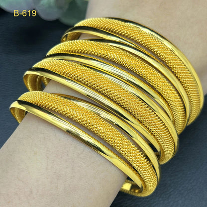 ANIID Fashion 24K Gold Color Design Cuff Bangles For Women Bracelets Wedding Jewelry