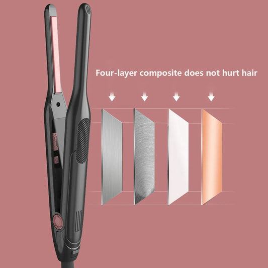 MADAMI Hair Straightener Curler Professional Ceramic Coating Thinnest Plate Pencil Flat Irons For Short Hair Men's Beard Styler