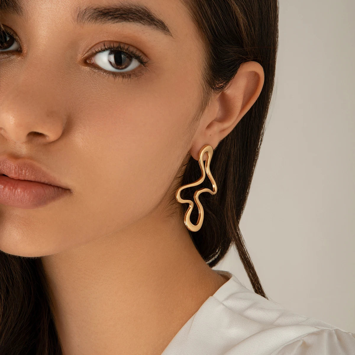 IngeSight.Z Minimalist Irregular Hollow Geometry Metal Stud Earrings Punk Statement Gold Color Earring Women's Charm Ear Jewelry