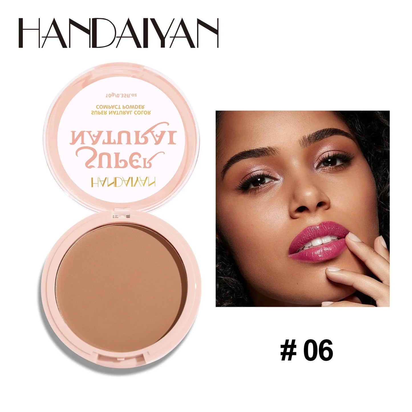 Handaiyan Matte Face Pressed Powder 24 Hours Oil Control Natural Setting Powder Foundation Full Coverage Waterproof Lasting Makeup