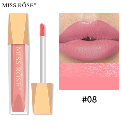 Miss Rose 16 Color Long Lasting Waterproof Velvet Matte Lip Glaze Lipstick Makeup Non-Stick Glitter Lip stick Lip Gloss Cosmetic