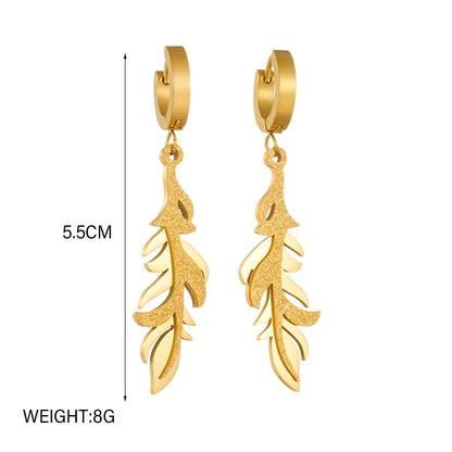 DIEYURO 316L Stainless Steel Heart Butterfly Leaf Drop Earrings For Women Girl Fashion Anti-rust Ear Jewelry