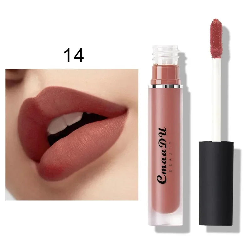 CmaaDU Nude Kiss Velvet Lip Glaze Moisturizing Sexy Lip Tint Lipstick Makeup Waterproof Last 24-Hour Lip Gloss Cosmetic