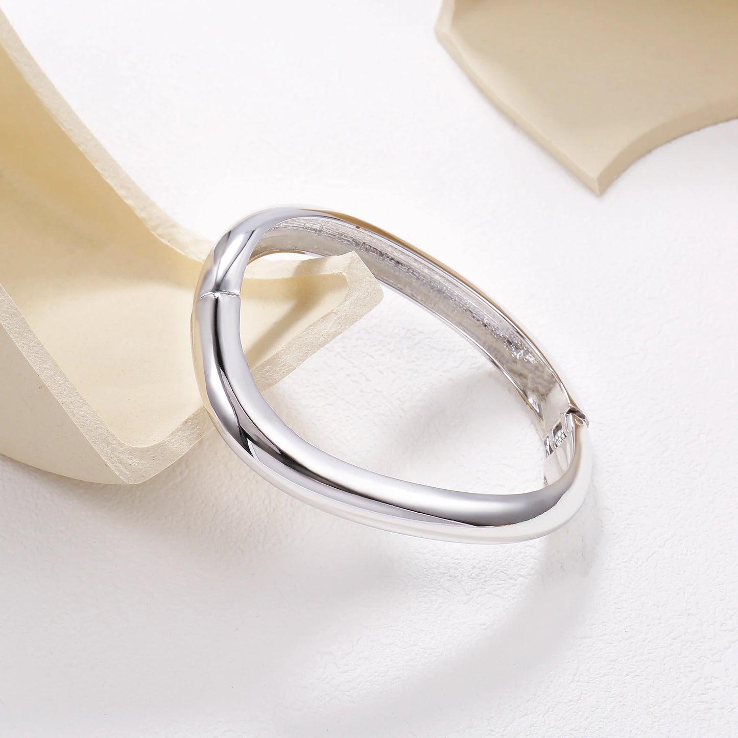 Joya Love Fashion Smooth Irregular Wide Bangles For Women Gold Color Adjustable Cuff Open Bracelet Statement Jewelry
