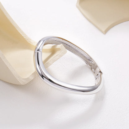 Joya Love Fashion Smooth Irregular Wide Bangles For Women Gold Color Adjustable Cuff Open Bracelet Statement Jewelry