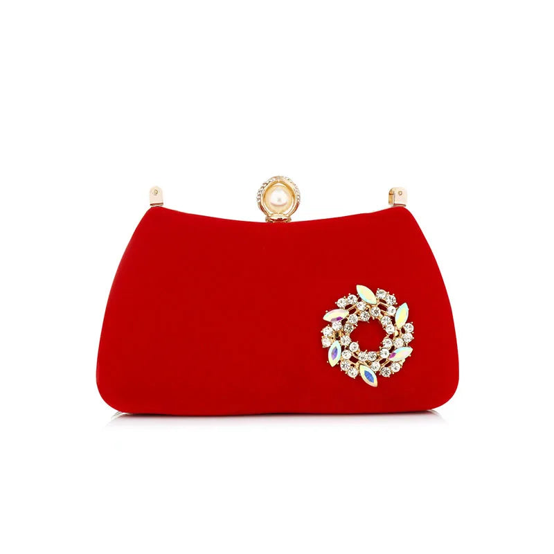 Red Moon Clutch Bags Design Women Clutches Diamonds Golden Velvet Evening Bags Party Wedding Handbags Purse Shoulder Bags