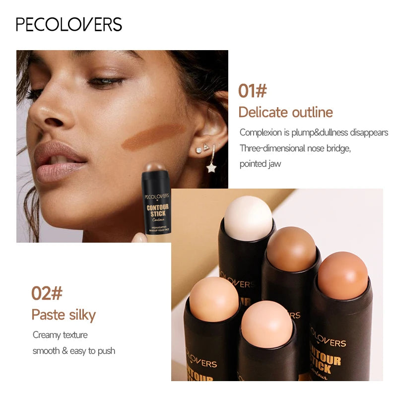 PECOLOVERS Hot Face Foundation Concealer Pen Long Lasting Dark Circles Corrector Contour Concealers Stick Cosmetic Makeup