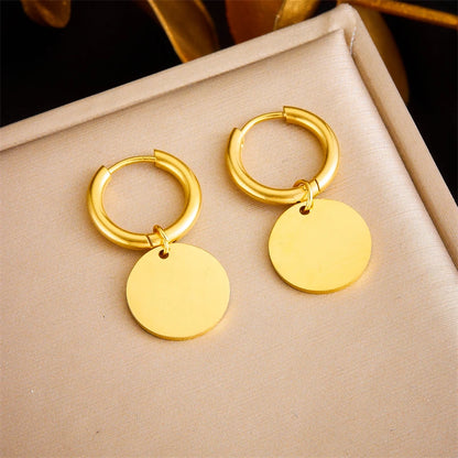DIEYURO 316L Stainless Steel Snake Flower Round Drop Earrings For Women Fashion 2-Color Ear Jewelry Holiday