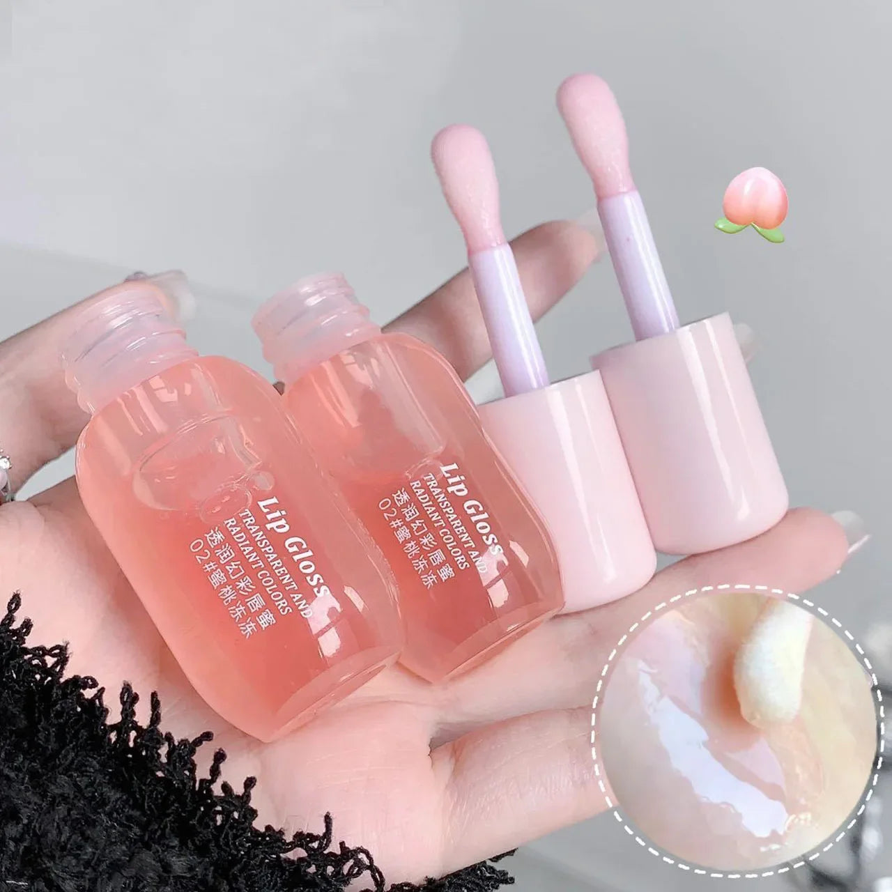 Fruit Crystal Jelly Lip Oil Hydrating Transparent Glass Lip Gloss Plumping Clear Lip Plumper Serum Lips Care Makeup Cosmetics