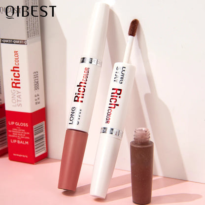 Double-ended Lip Glaze & Lip Balm Matte Misty Surface Non-stick Cup Non-fading Transparent Lip Gloss Moisturizing Lip Cosmetics