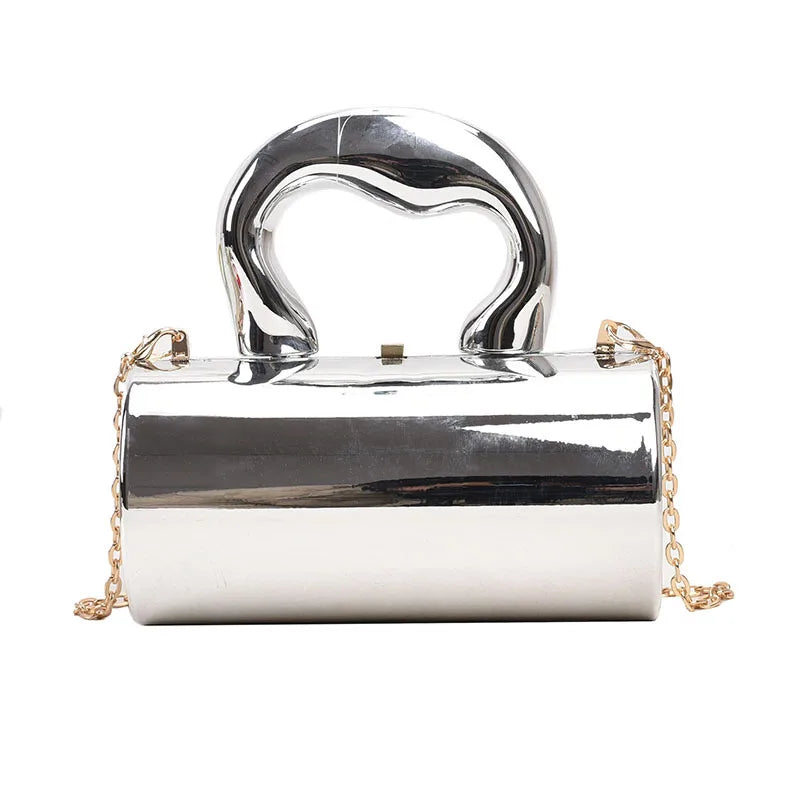 Women's Handbag Bags For Women Party Clutches Fashion Cylinder Mini Evening Purse Crossbody Shoulder Bag Gold Box Clutch