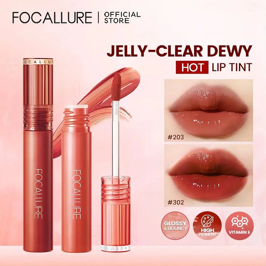 FOCALLURE  Colors Jelly-Clear Dewy Texture Lip Gloss Waterproof Moisturizing Velvet Mate Nude Liquid Lipstick Makeup Cosmetics