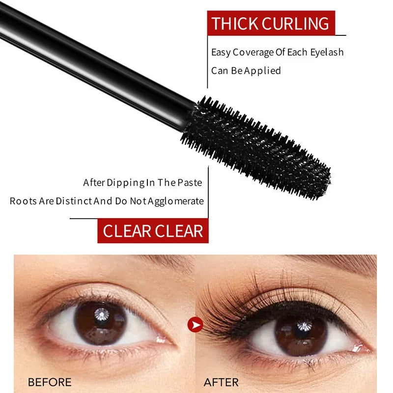 eelhoe 5D Waterproof Mascara Lengthening Eyelashes Women's Make-up Waterproof Mascara Black Silk Fibre Mascara New