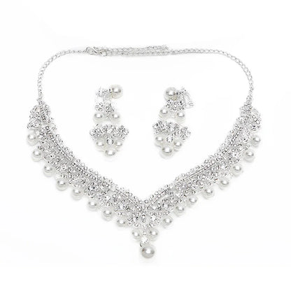 New Arrival  Women Fashion Jewelry Set Wedding Bridal Crystal Necklace Earrings Set