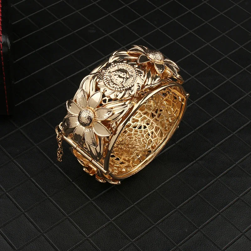 Bridal Bracelet Coin Gold Plated Bracelet Ethnic Jewelry Ladies Side Cuff Bracelet Party