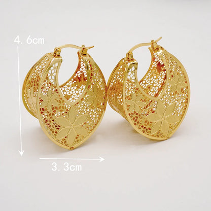 Fashion Dubai Jewelry Sets Gold Color Pendant Copper Classic Earrings Necklace For Women Daily Wear Party Anniversary Gifts