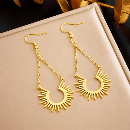 DIEYURO 316L Stainless Steel Snake Flower Round Drop Earrings For Women Fashion 2-Color Ear Jewelry Holiday