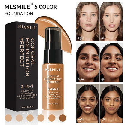 MLSMILE Face Foundation Cream Oil-control Matte BB Cream Lasting Concealer Liquid Waterproof Full Coverage Matte Base Professional Makeup