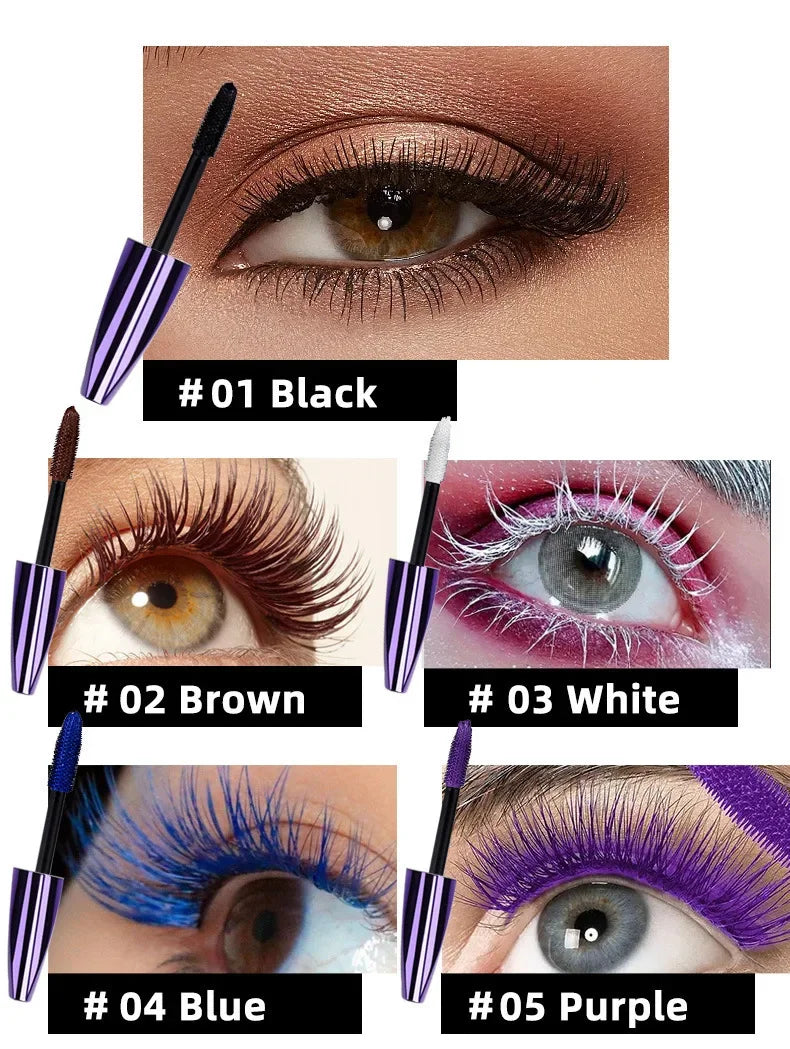 Maxfine 5d Three-dimensional Mascara Purple Blue White Multi-color Mascara Base Long-lasting Non-smudge Long-lasting Curling Shaping Mas