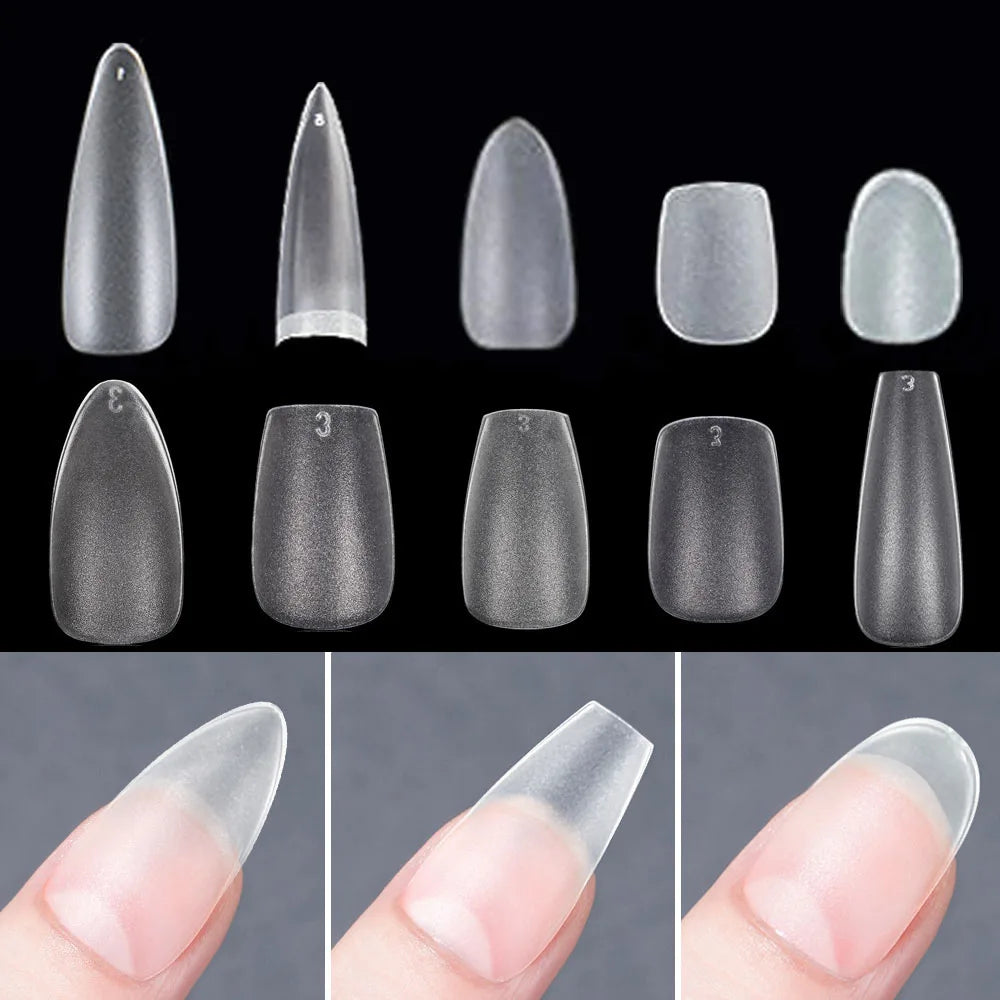 120pcs Matte fake nails Coverage transparent False Nails Tips French