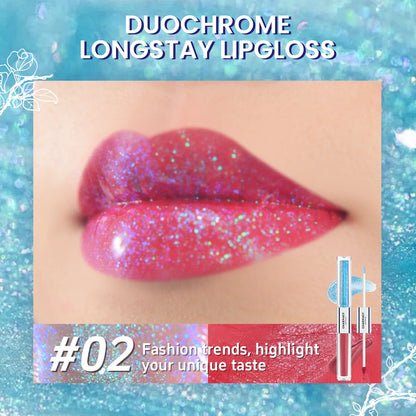 CHARMACY 2 in 1 glitter lip gloss Moisturing longstay duochrome lip glaze 8 color makeup for women