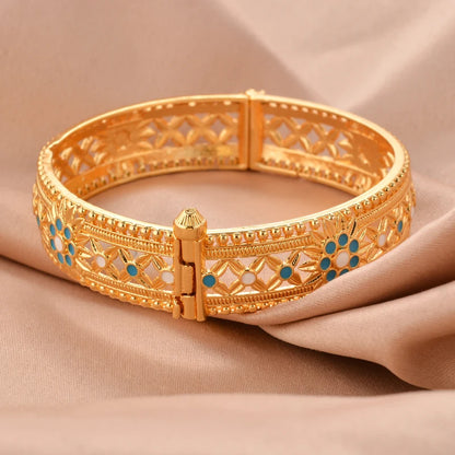 Dubai 24K Gold Color Bangles For Women  Bracelets Charm Wedding Ethiopian  Hand Jewelry Party