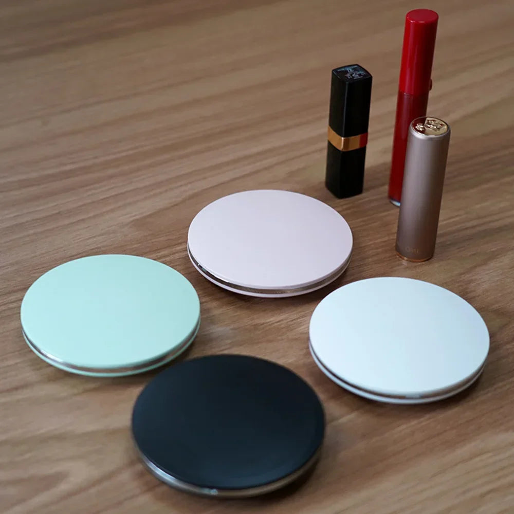 Handheld Pocket Portable Makeup Mirror with LED and Dual Sided Mirror with 5x Magnification and Rechargeability