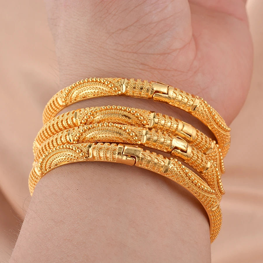 Copper Gold Color Bangles For Women Dubai Fashion Bracelet Jewelry Wedding