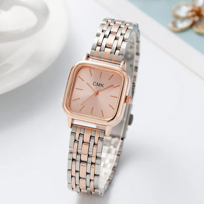 Casual Women Quartz Watch Classic Alloy Strap Wristwatch Square Ladies Watches Simple Clock