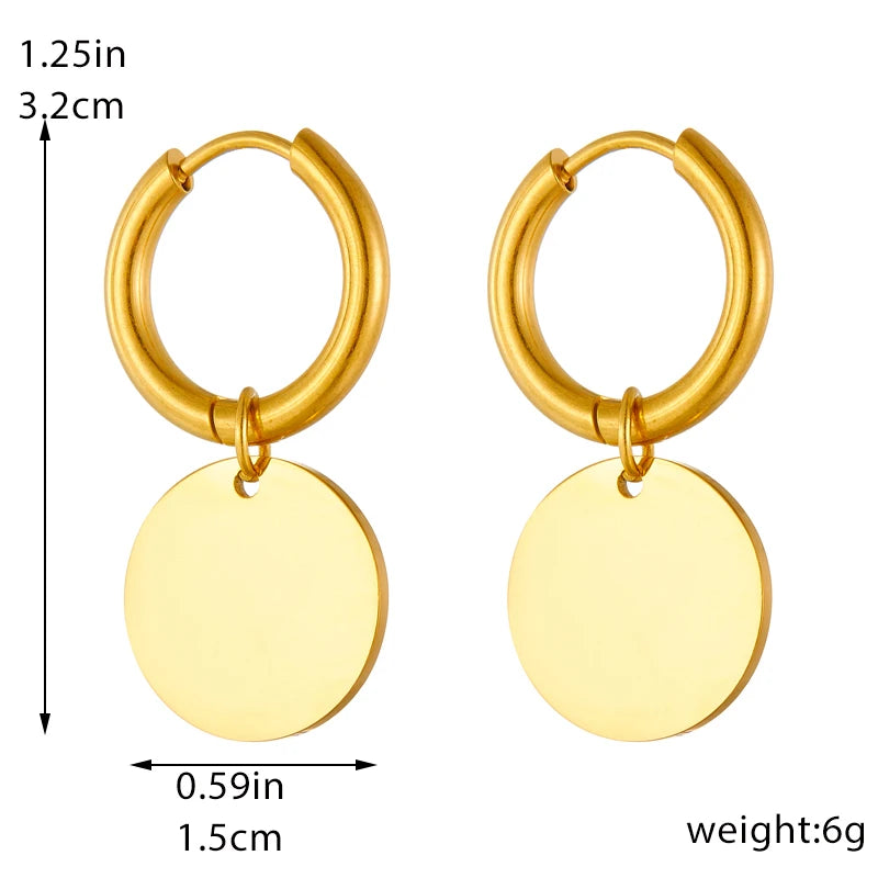 DIEYURO 316L Stainless Steel Snake Flower Round Drop Earrings For Women Fashion 2-Color Ear Jewelry Holiday