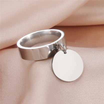 Skyrim Stainless Steel Gold Color Minimalist Ring with Big Round Pendant Finger Rings Fashion
